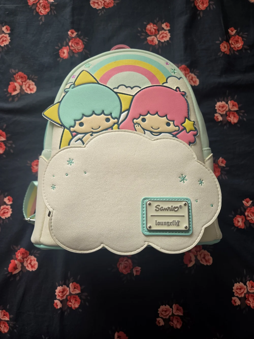 Loungefly Little Twin Stars Pastel Cloud Kids Backpack - Pink & Mint